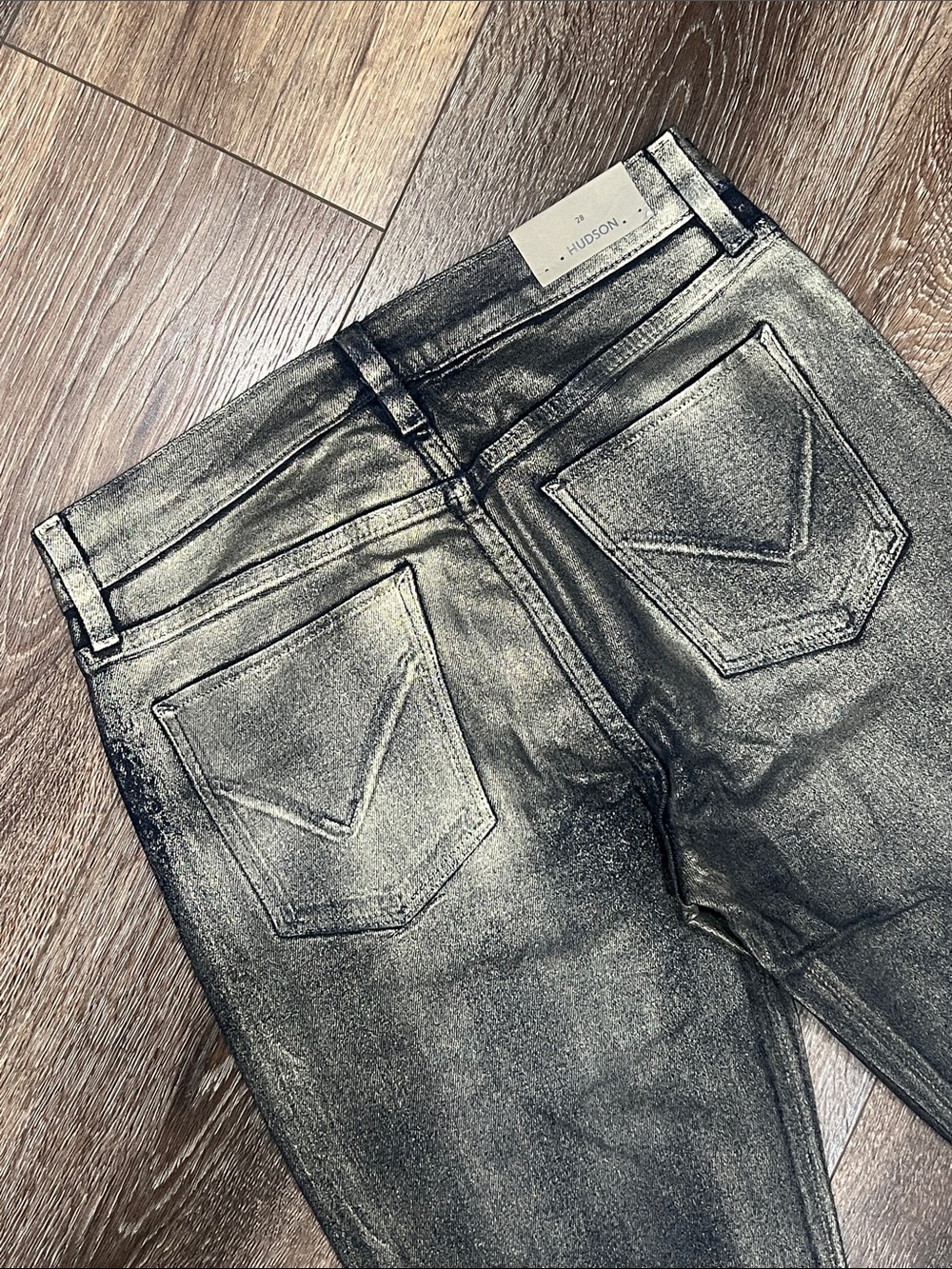 NWT Anthropology Hudson Barbara High-Rise Shine Bootcut Jeans New In Ombré Foil - Picture 11 of 15